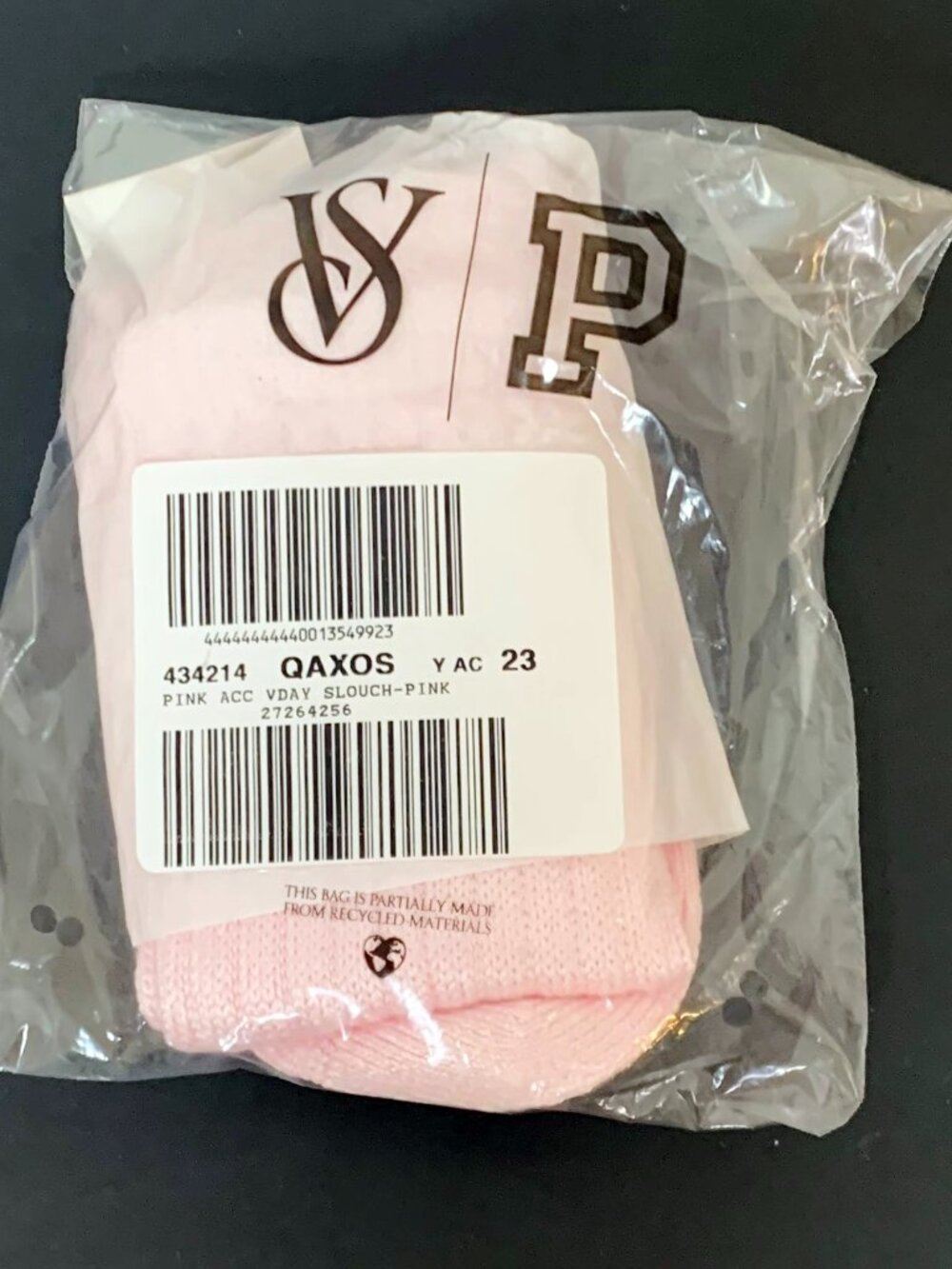 Victoria's Secret PINK Ribbed Slouch Socks Pink Tulip BLING Bow Slouchy NWT